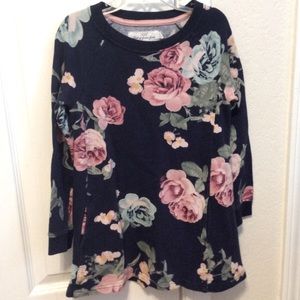 H&M LOGG girl’s blue pink floral roses long sleeved dress 6-8 yrs cotton blend